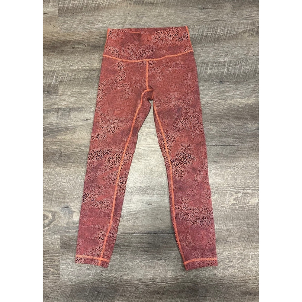 Lululemon Wunder Train High-Rise Tight 25" Crackle Glaze Vintage Orange Larkspur - Picture 3 of 7